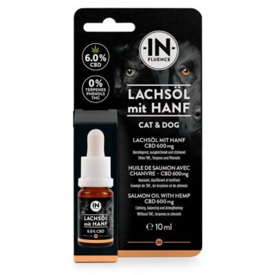 In​-​Fluence Lachsöl mit Hanf und 6.0 % CBD Futter für Katzen und Hunde_2
